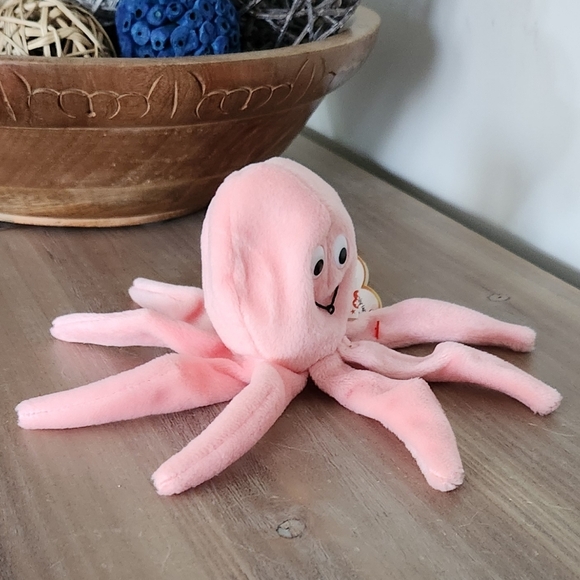 🐙 Ty Beanie Baby “Inky” the Pink Octopus – 1993 Original Collectible Plush - Picture 7 of 16